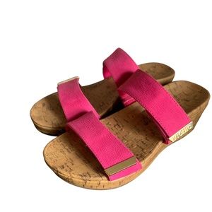 Vionic Pepper Ruched Pink Wedge Sandals Womens Size 9